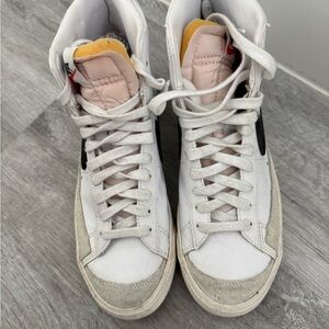 Nike White and Pink High-Top Sneakers